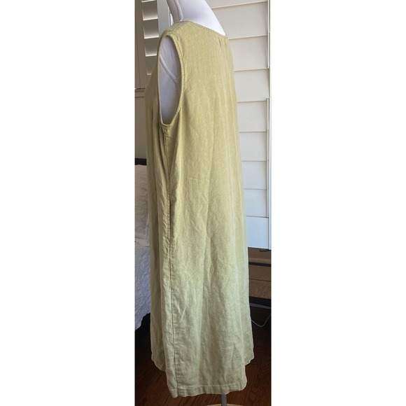 TWO DAYS OFF Shift Tank Dress Womens XL Linen  Sleeveless Lagenlook ‎ Midi Green - Picture 4 of 13